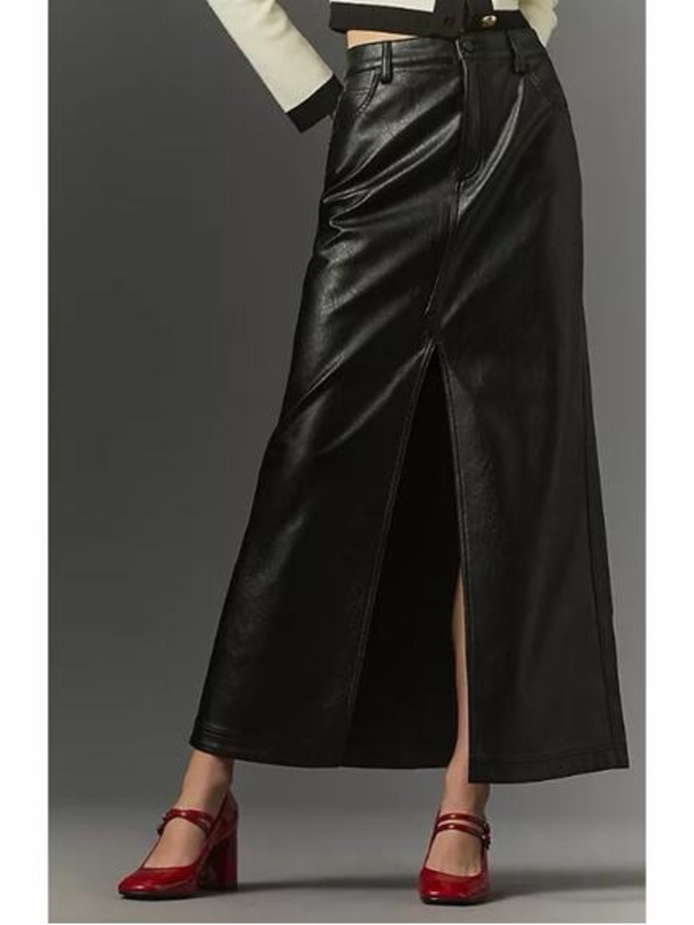 Pilcro x Anthropologie Black The Madi Faux Leather Maxi Skirt Size 22W